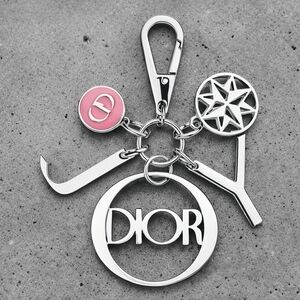 Dior 'JOY' Silver-tone Keychain Charm With Pink CD Accent Skittle NEW GWP